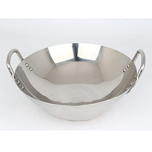 wanghaiyanBD Multipurpose Round Bottom Non-magnetic Stainless Steel Wok, Non-Stick Commercial Round Bottom, 50cm-65cm, Uncoated, Fast Heat Conduction, Ideal for Kitchen Use
