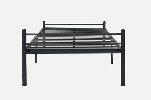 Image of Nivo Metal Extra Single Size Bed Without Storage | Wrought Iron Cot with Headboard & Footboard| Sturdy Powder Coated Platform Bed Extra Single Size Cot for Bedroom (Nivo Black)