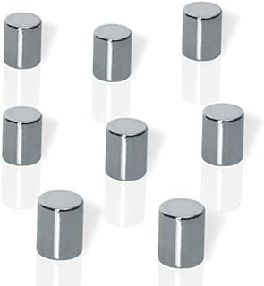 Be!Board B3103 Neodymium magnets, 8 x 10 mm, cylinder design, silver, for magnetic glass boards / magnetic pinboards (set of 8)
