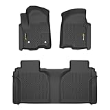 Floor Mats Cargo Liners, Compatible with Chevy Silverado GMC Sierra Crew Cab 2019-2025, 1st & 2nd Row 3PCS, All Weather Full Cover Protection