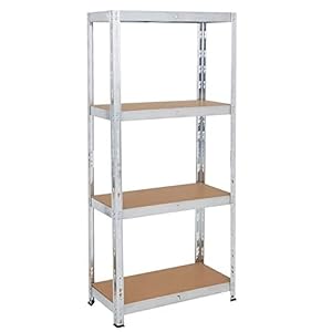 TAHA ® (1500 x 750 x 300) mm heavy duty boltless metal steel 4 tier shelving shelves storage unit Industrial easy to assemble (150X75X30cm) 175KG Per Shelf