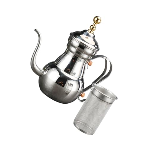 Gatuida cafetera árabe tetera con infusor café cafeteras jarra cafetera caferera cafetera de diseño árabe jarra para cafe tetera de pico largo cafetera decorativa Acero inoxidable Silver