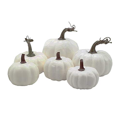 image for tyoungg Artificial Faux White Pumpkins Assorted Sizes Set for Autumn H