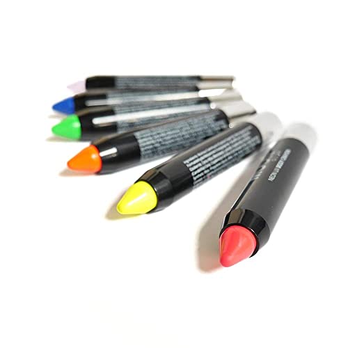 Neon UV Bodypainting Stifte - 6 Farben - Schwarzlicht Leuchteffekt - Für Gesicht & Körper Cover
