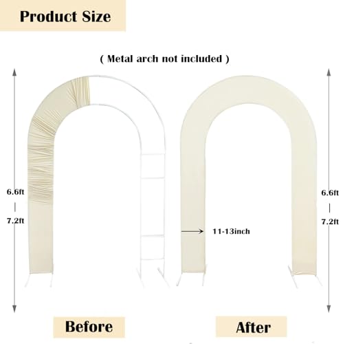 HAINARverS 7.2FT Wedding Open Arch Cover Spandex Fitted Stretchy Arch Stand Covers,U-Shaped 2-Sided Chiara Backdrop Cover for Party Birthday Ceremony Baby Shower Banquet Arch Decoration(Beige) by HAINARverS - Used condition - Image 3