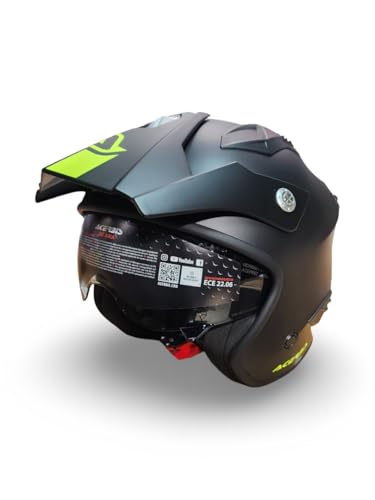 Casco Acerbis Helmet Jet Aria Trial 2206 Negro Logo Amarillo Talla M