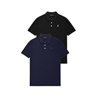 Polo Club Pack de Dos Polos de Manga Corta Negro y Azul Marino con Logo Bordado de Hombre - 100% algodón