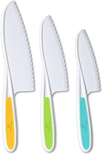 TOVLA JR. Knives for Kids 3-Piece Nylon Kitchen Baking Knife Set: Children's Cooking Knives in 3 Sizes & Colors/Firm Grip, Serrated Edges, BPA-Free Kids' Knives (colors vary for each size knife)