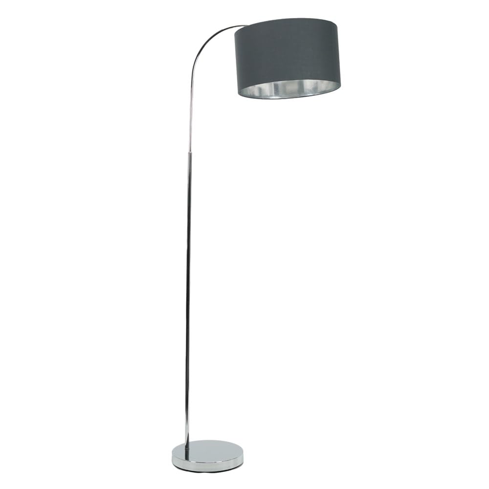 Valuelights Charcoal & Chrome Shade | Curva Trend Floor Lamp Chrome With Charcoal & Chrome Inner Shade & Warm White Bulb | Floor Lamps, Home Décor & Improvement Essential