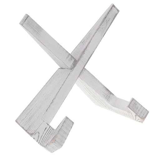 Angoily Soporte para Libros de Cocina de Madera Maciza, Estante Multifuncional Vintage Blanco Envejecido, Atril de Lectura para Recetas y Menús, Soporte Resistente para Hogar y