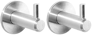 Kon-fort Home Towel Hook, 2 Pack Bathroom Hooks Brushed Steel, SUS 304 Stainless Steel Wall Mounted, Hangers Towels Robes Clothes Coats Hats. Kitchen Bedroom High End Designer Accessories