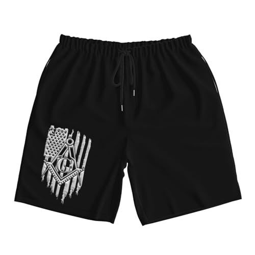 American Flag Freemason Masonic Men's Quick-Dry Board Shorts 7