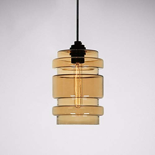 FuweiEncore Colgante de luz araña Vintage Retro Nordic Bar lámpara de Cristal lámpara de Sala de Estar lámpara Personalizada ámbar 21 * 26 cm Restaurante decoración