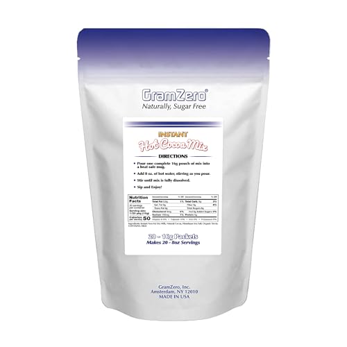 Gramzero Premium Stevia Hot Cocoa Mix | Best No Sugar Added Hot Chocolate Mix | Kosher | 20 Single Serve Packets | Each Packet Makes 8fl Oz Rich and Delicious Stevia Hot Chocolate - Thumbnail 4