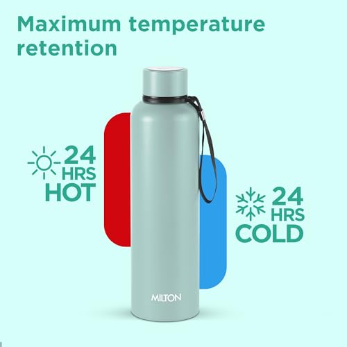 Image of Milton Aura 1000 Thermosteel Water Bottle, 24 Hr Hot and Cold I Leak Proof Lid, ISI Certified I Vacuum Insulated I for Office, Gym, School I Grey