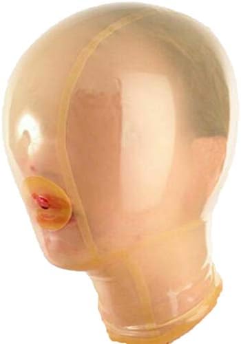 Latex Hood with Breath Control Hole for Play Suffocating Rubber Mask Back Zipper, Medium