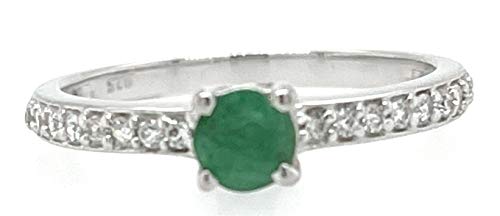 Natural Emerald Sterling Silver Engagement Ring