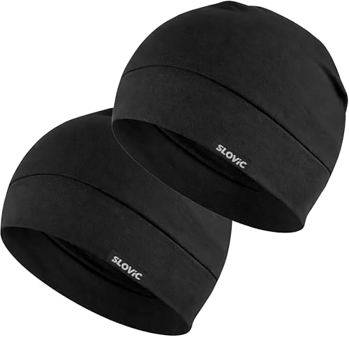 Image of Slovic Helmet Skull Cap for Men [Pack of 2] | Hair Cover Beanie Cap for Men | Lightweight & Washable Helmet Cap for Bike | Cycle & Bike Accessories all | Ideal for Biking, Cycling & Sports | Free Size