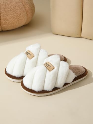 Epsion Women's Fuzzy Scuff Slippers Plush Soft Comfy Memory Foam Non-slip Indoor House Shoes3