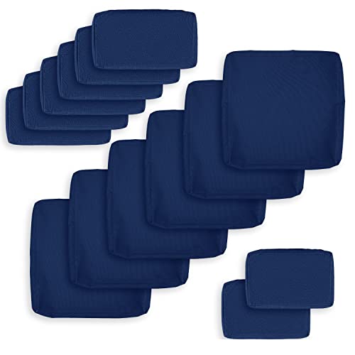 NICESOUL® Outdoor Olefin Sofa Seat Cushion Covers Replacement for Patio Furniture Set Cushions Cover Backrest Pillow Covers Only Navy Blue 27x27 Inch (Cover Only)