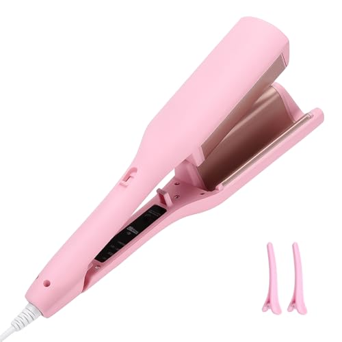 Rizador Pelo Ondas Rizador de Pelo 32mm Plancha Ondas con 4 Temperaturas Ajustables para todo tipo de cabello, Incluye 2 clips (Rosa)