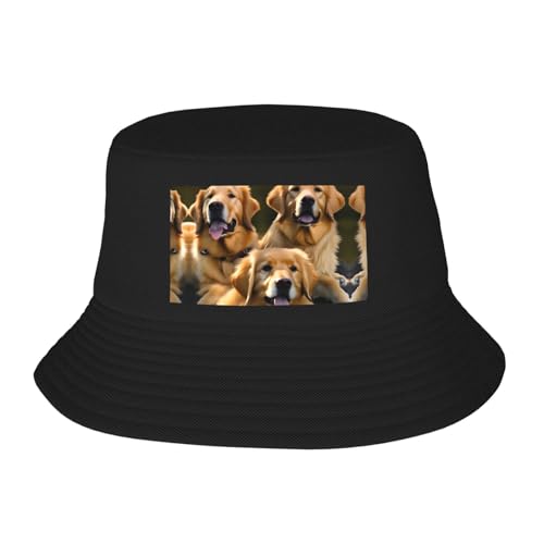 NBAGHPQ Cappello da viaggio pieghevole con stampa Golden Retrievers, leggero, traspirante, per attività all'aperto