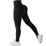 Scrunch Butt Leggings Damen Gym Leggins High Waist Booty Lift, Po Push Up Anti Cellulite Fitness Yoga Sport Amplify Leggings Damen Lang Sportleggings Seamless Blickdicht Schwarz - L