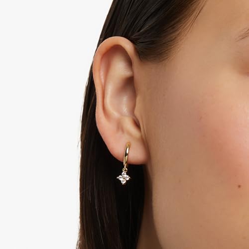 Ana Luisa Huggie Hoop Earrings - Solitaire Pendant Charm Earring - Dainty Hoop Pendant Earrings in 14K Gold Plated and Silver Rhodium Plated - Hypoallergenic, Water-Resistant, and Tarnish-Free3