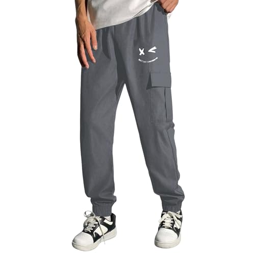 Image of Boys' Premium Cargo Jogger Pants | Soft Pilot Fabric | Stylish Printed Joggers with Side Pocket | Elastic Waist & Cuff(KBC-01)