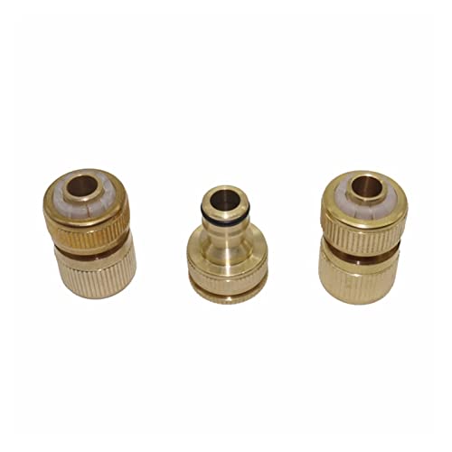 VBPBHFFNMW 1 Set (3 PCS) 1/2 '' Accesorios de cobre TAPOS RÁPIDOS JUNTO GRACIOS DE BRASS DE BRASS CONTRATANTES ESTÁNDAR Conector de jardín Accesorios de irrigación de agua Conector de agua del jardín