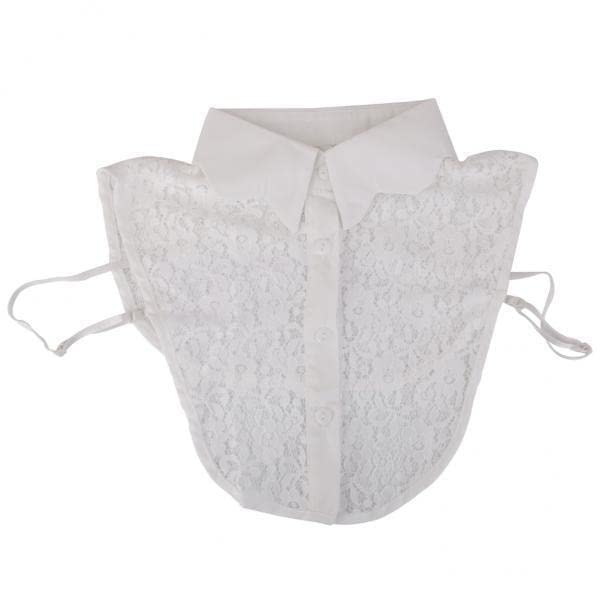 2xWhite Lace Floral Fake Wave Collar Detachable Half Shirt Blouse-image-26