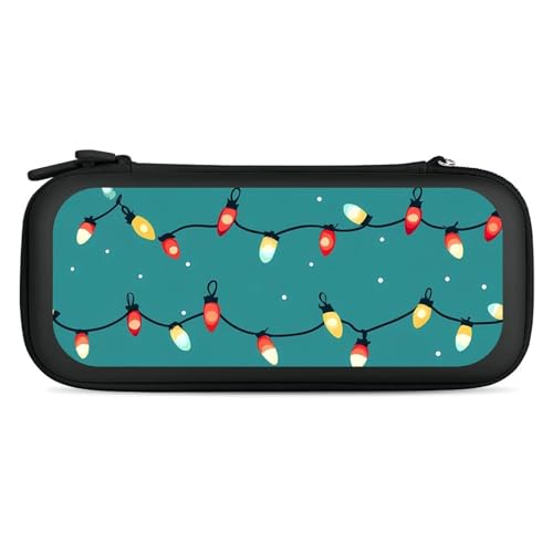 Christmas Light Pattern Compatible with Switch Carrying Case Hard Travel Game Bag Pouch with 15 Games Accessories Black-style