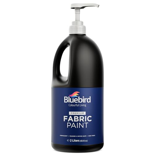 Image of BLUEBIRD Fabric Paint, Lamp Black, 67.6 Fl Oz, Permanent Fabric Paints for Clothes, Furniture Upholstery