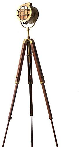 Max Engineering EnterprisesBrass 3 Fold Searchlight Focus Floor Lamp Tripod(Multicolour)