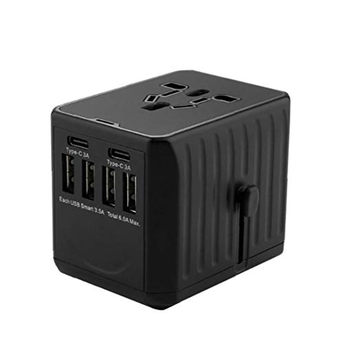 Heall Viajes Adaptador de Viaje Adaptador de Enchufe de Viaje por Todo el Mundo Universal 4 USB Tipo C de CA de Carga para Uso Internacional
