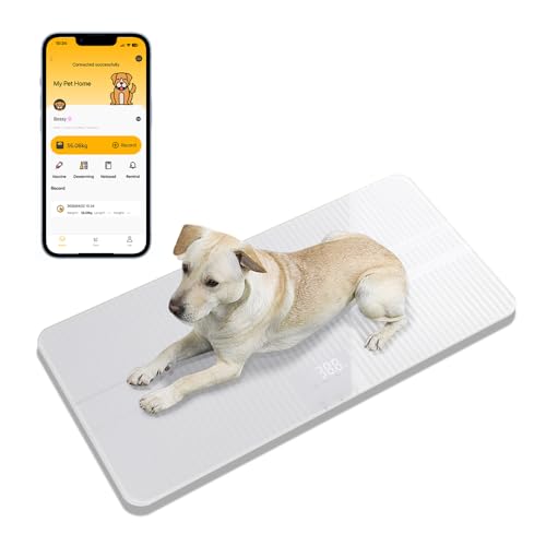 Image of unipaws Digital Dog Scale MAX 220lbs with Bluetooth App and Anti-Slip Strip | Medium-Small Veterinary Scale for Cats, 27 x 13 Inches LCD Platform Pet Scale