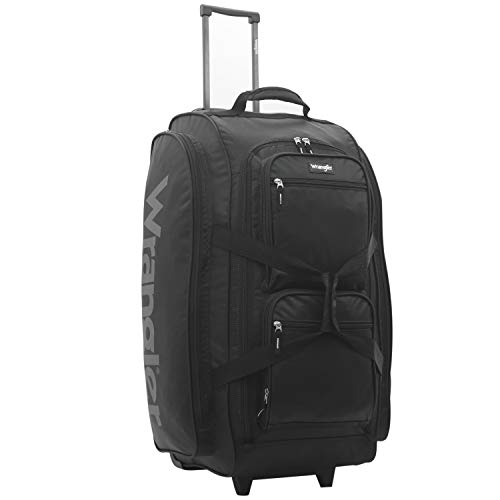 Wrangler Wesley Rolling Duffel Bag, Black, Large 30-Inch