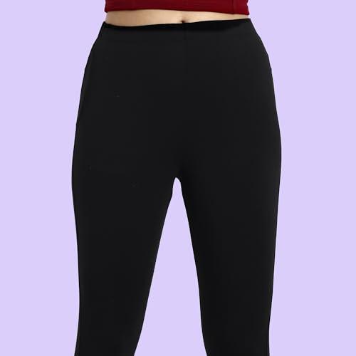 Image of ONE SKY Women Ankle Length Leggings | Premium Cotton Modal Spandex Blend | High Waist Stretchable & Bio-Washed Fabric | Colour-Lock | Ethnic Leggings for Women