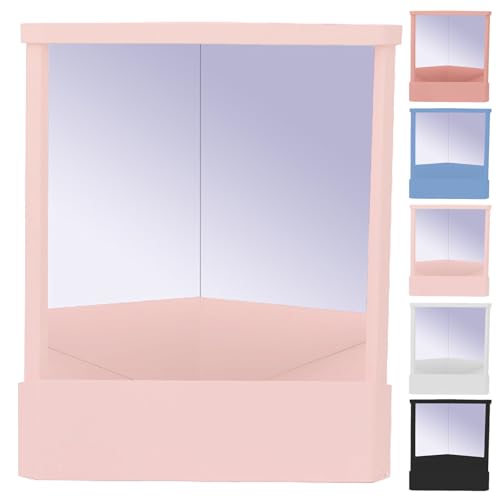 化粧鏡 卓上 リバーサルミラー 左右反転鏡 デスクメイクミラー 非反転ミラー おしゃれ かわいい スタンドミラー メイク 三角固定 非反転鏡 本当の自分 モデル モデリング インタビュー 化粧台 写真 プレゼント (ライトピンク) - エイキュウ - 商品画像