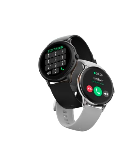 Image of Smart Watch with Bluetooth Calling, Digital Dialer, Round Display, Black and Grey Straps
