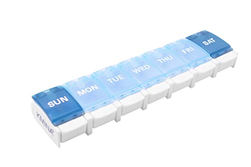 KMINA Pastillero Semanal 1 Toma Inglés, Grande, Organizador de Medicamentos, Portátil