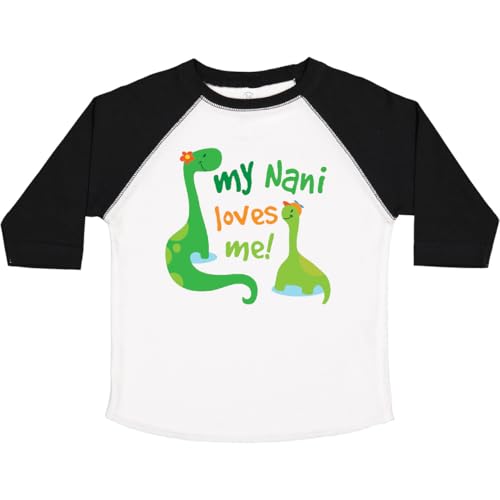 inktastic My Nani Loves Me Grandson Dinosaur Toddler T-Shirt 2T Baseball White and Black 205cb
