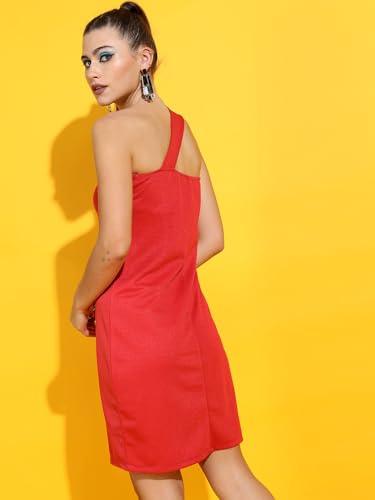 Image of Tokyo Talkies Women's Sleeveless One Shoulder Solid Dresses | Stylish Dresses | Casual Dresses
