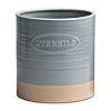 YHOSSEUN Kitchen Utensil Holder Porcelain Utensil Crock Vintage Farmhouse Kitchen Décor, 7.2“ Extra-large Utensil Caddy, Gray, Kitchen Storage Jar