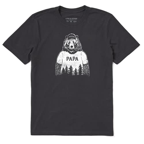 Life is Good. Mens Crusher Tee: Papa Bear, Jet Black