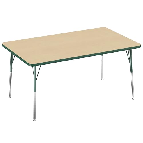 FDP 36" x 60" Rectangle Table with Swivel Glide Legs - Maple/Green