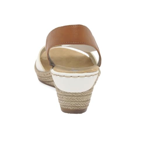 Image of Rieker 624H6 Fanni Women's Wedge Sandals - Lightweight, Comfortable and Supportive - Slip On Sandals with Cushioned Insole and High Wedge for Everyday Stylish Wear
