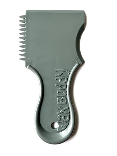Wax Buddy Wax Comb-The Original, Fog Gray III 100% Recycled Plastic, 3-in-1 surf Tool: Scraper, Comb, Cupped Rail Cleaner. Also in Black, White, and Lt. Blue