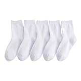 [COSHU] スクール ソックス 靴下 5足組 子供 キッズ 無地 クルー丈 Aタイプ 白 ホワイト L(16-18cm) A-W-L