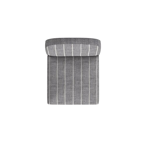 HomePop Butaco con Respaldo Redondeado, 24 Pulgadas, Rayas Gris Medianoche miniatura 7